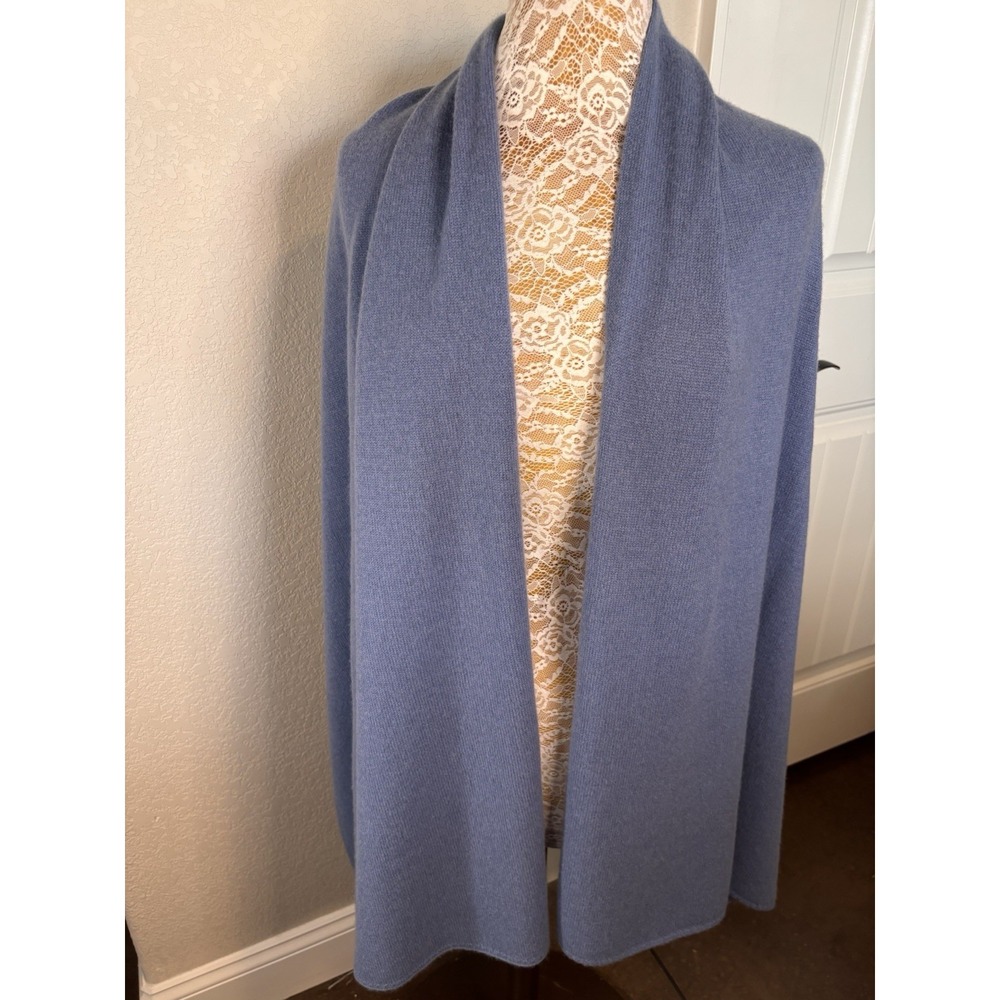 Phenix 100% Cashmere Oversized 28"X79" Shawl Wrap Scarf Dusty Blue NWOT